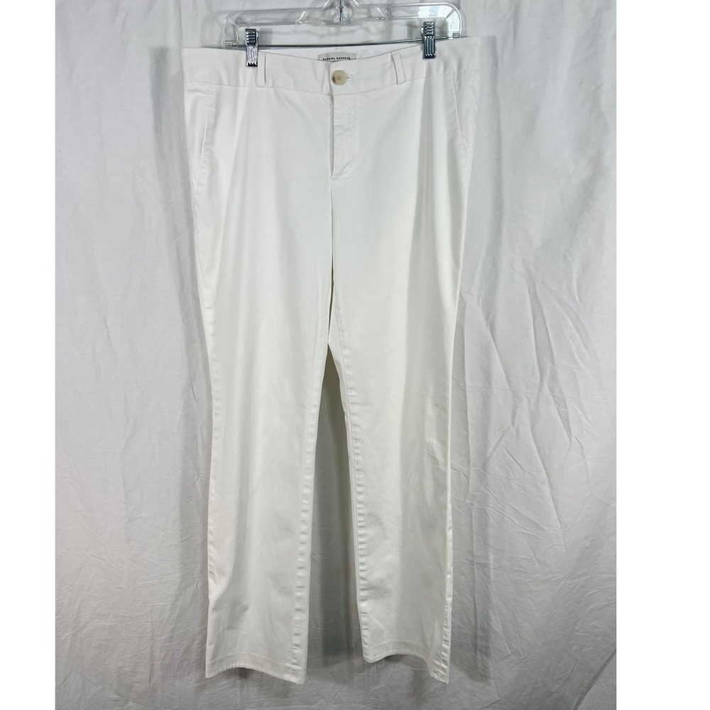 Banana Republic Dress Pants Womens 12 White Stretch Cotton Chino Mid Rise Cotton